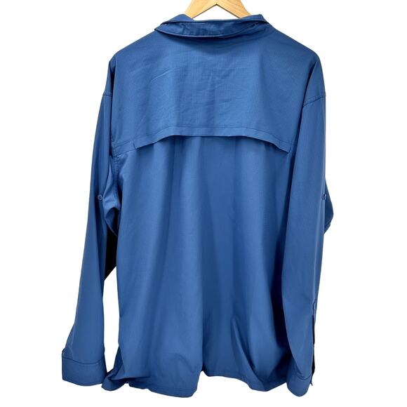 Columbia Fishing Hiking Shirt Mens XXL Blue Long Roll Tab Sleeve Vented Outdoor - Picture 4 of 10